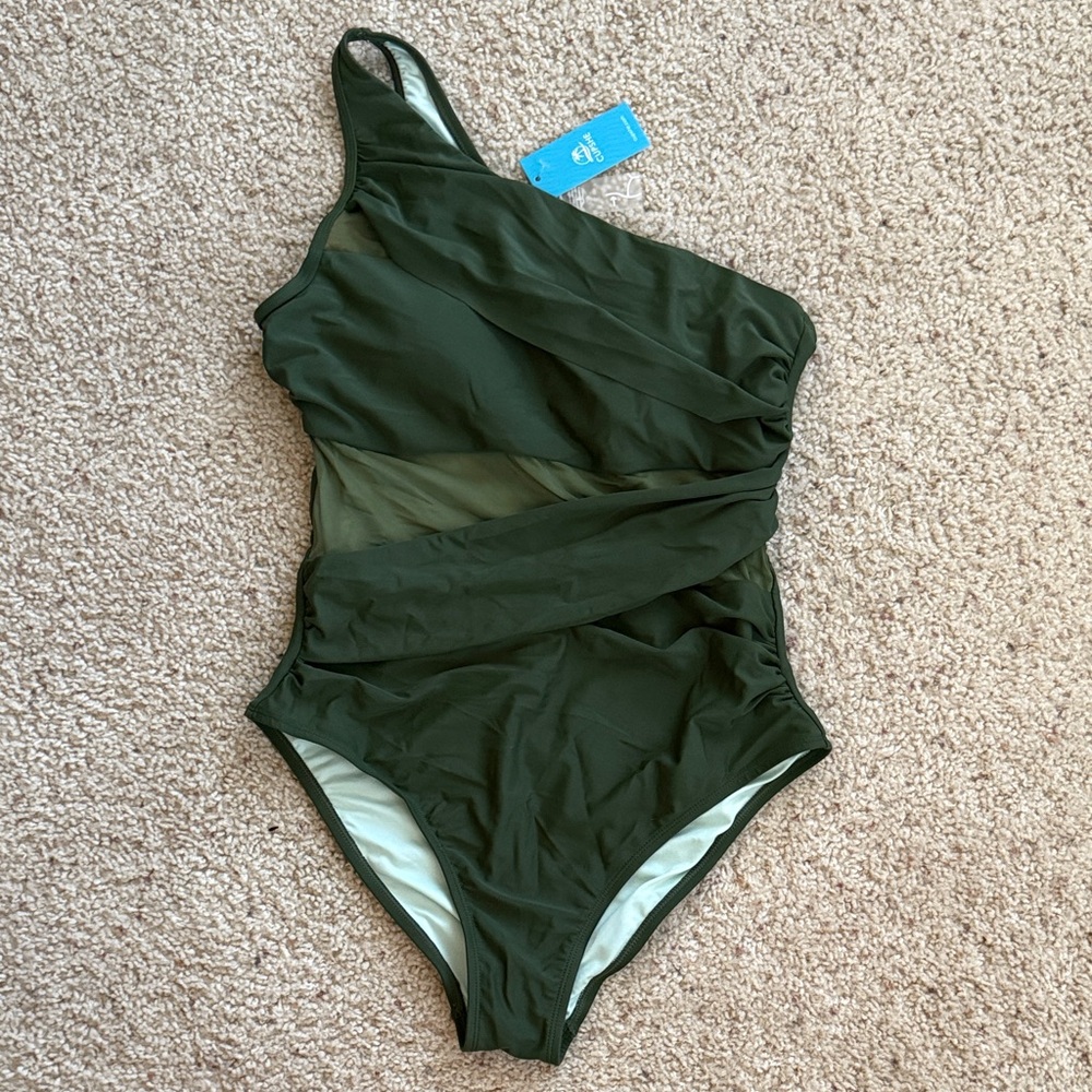 Cupshe One-Shoulder Army green Swimsuit